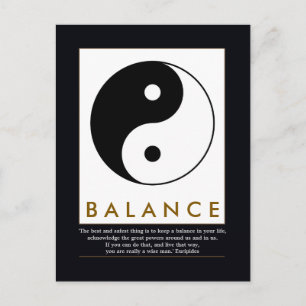 Postal equilibrio yoga yin yang con presupuesto