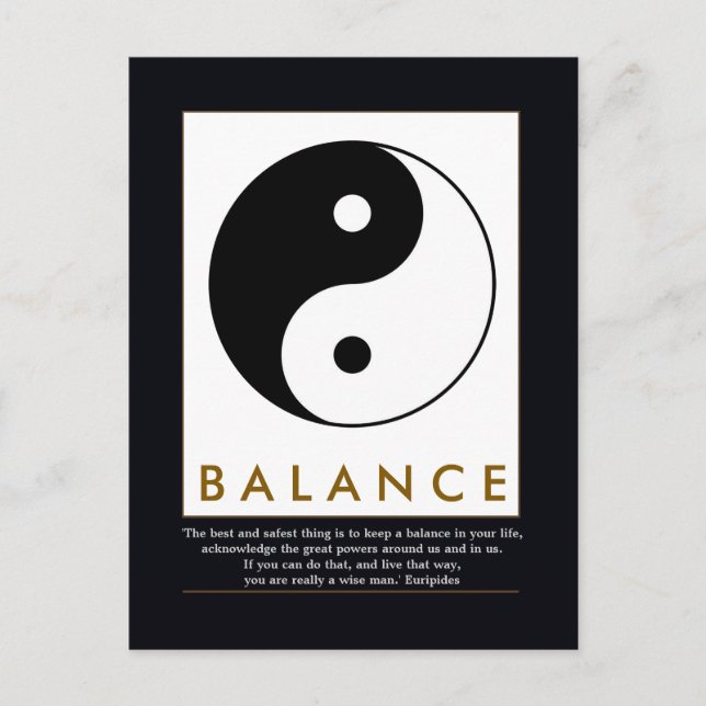Postal equilibrio yoga yin yang con presupuesto (Anverso)