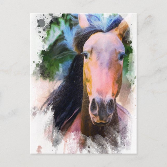 Postal *~* Equino artístico equino AR22 Artsy Pastel (Anverso)
