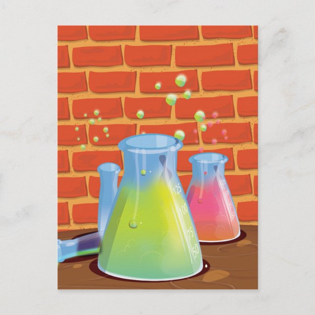 Postal Equipo de ciencia de vidrio personalizado en un ba (Anverso)