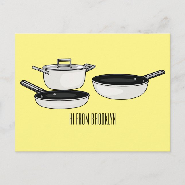 Postal Equipo de cocina ilustracion personalizado (Anverso)