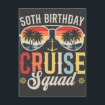 Postal Equipo de crucero de cumpleaños número 50 familia<br><div class="desc">Colección clásica de tarjeta postal estándar regalo diseño a juego grupo de vacaciones tripulación crucero cumpleaños 50 familia.</div>