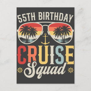 Postal Equipo de crucero de cumpleaños número 55 familia