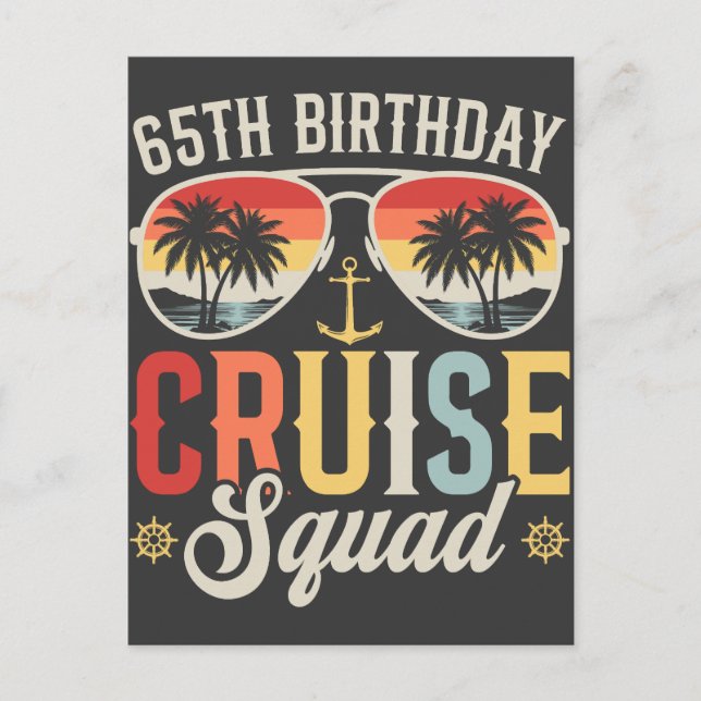 Postal Equipo de crucero por cumpleaños número 65 familia (Anverso)
