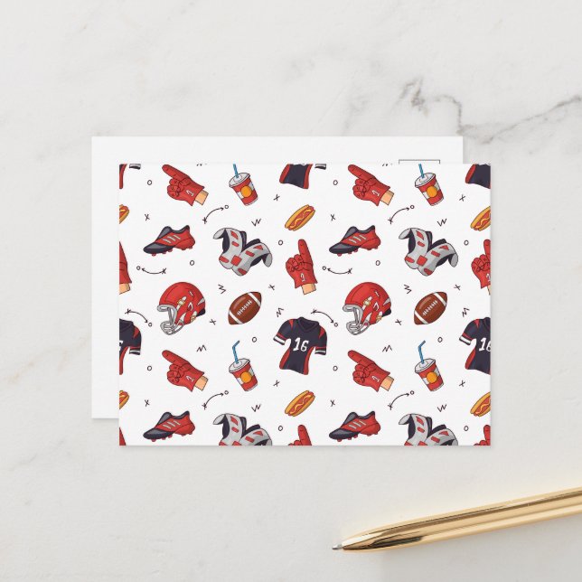 Postal Equipo de Deportes de Fútbol con Patrón de Comida (Anverso/Reverso In Situ)