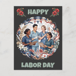 Postal Equipo de Enfermería Diverso Arte Patriótico del D