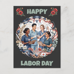 Postal Equipo de Enfermería Diverso Arte Patriótico del D