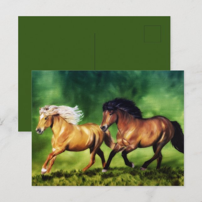 Postal Equipo de Ensueño-Caballos Islandeses (Anverso / Reverso)