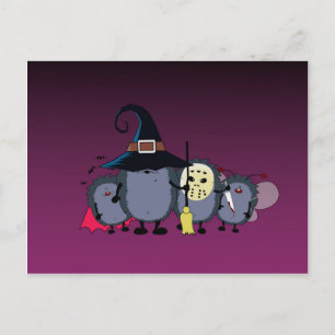 Postal Equipo de fiestas de erizos de Halloween