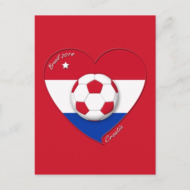 Postal Equipo de fútbol "CROATIA". Fútbol de Croacia 2014 (Anverso)