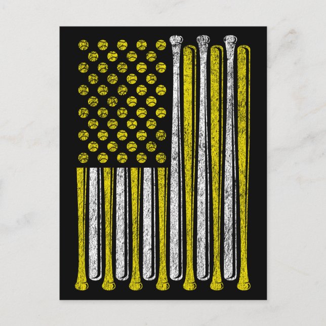 Postal Equipo de Softbol de la Bandera Americana Divertid (Anverso)