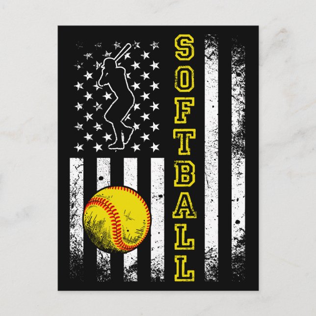 Postal Equipo de Softbol de la Bandera Americana Divertid (Anverso)
