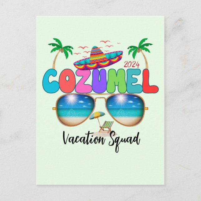 Postal Equipo de Vacaciones en Cozumel Sol, Arena y Recue (Anverso)