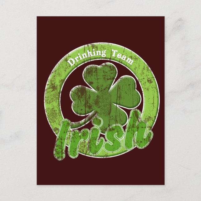 Postal Equipo irlandés de bebidas vintage (Anverso)