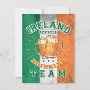 Postal Equipo Oficial de Bebidas de Irlanda. Cerveza dive
