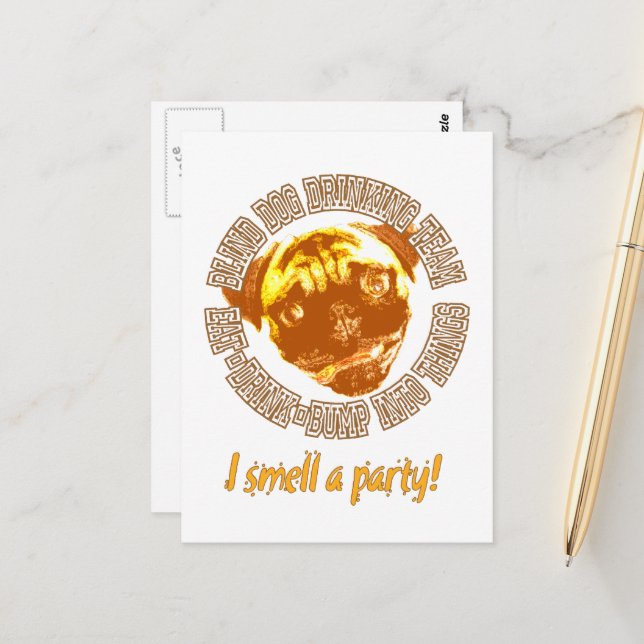 Postal Equipo para beber perro ciego vertical (Anverso/Reverso In Situ)