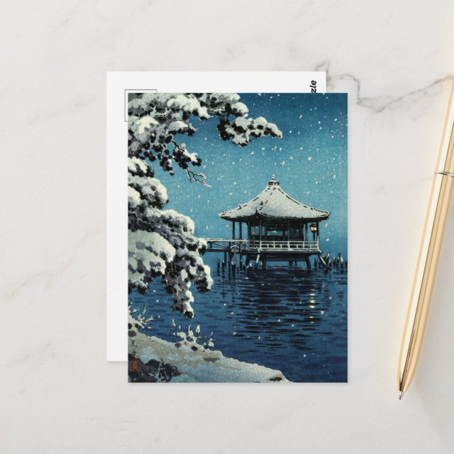 Postal Era Showa, invierno por Tsuchiya Koitsu (Anverso/Reverso In Situ)