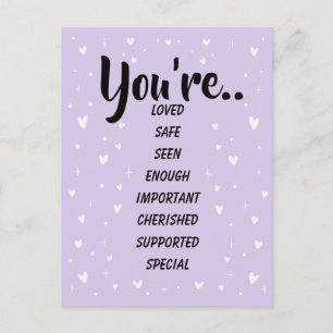 Postal Eres Amado Seguro Visto Lavanda Inspirador Amable