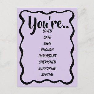 Postal Eres Amado Seguro Visto Lavanda Inspirador Amable