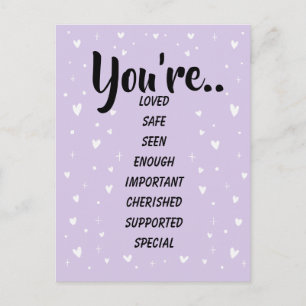 Postal Eres Amado Seguro Visto Lavanda Inspirador Amable