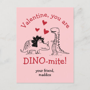 Postal Eres Dino-mite Dinosaur Valentine Postcard