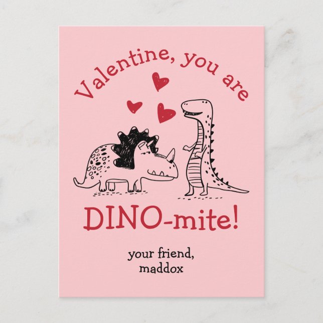 Postal Eres Dino-mite Dinosaur Valentine Postcard (Anverso)