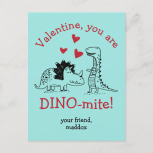 Postal Eres Dino-mite Dinosaur Valentine Postcard