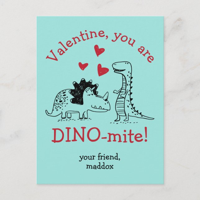 Postal Eres Dino-mite Dinosaur Valentine Postcard (Anverso)
