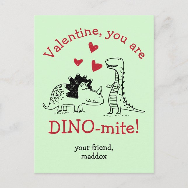 Postal Eres Dino-mite Dinosaur Valentine Postcard (Anverso)