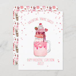 Postal Eres dulce Valentine Candy Love Milkshake