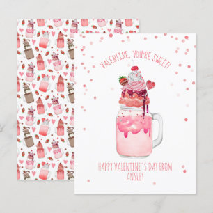 Postal Eres dulce Valentine Candy Love Milkshake