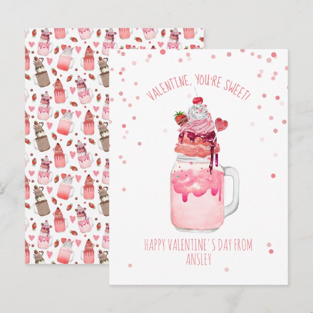 Postal Eres dulce Valentine Candy Love Milkshake (Anverso / Reverso)