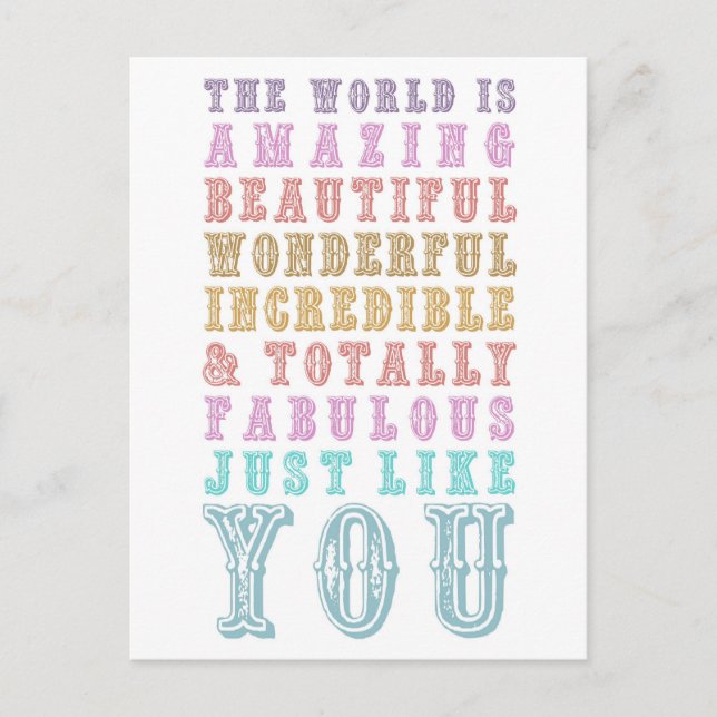 POSTAL ERES INCREÍBLE. (Anverso)