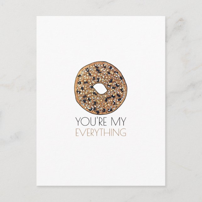 Postal Eres mi amor por el desayuno con bagel Everything (Anverso)
