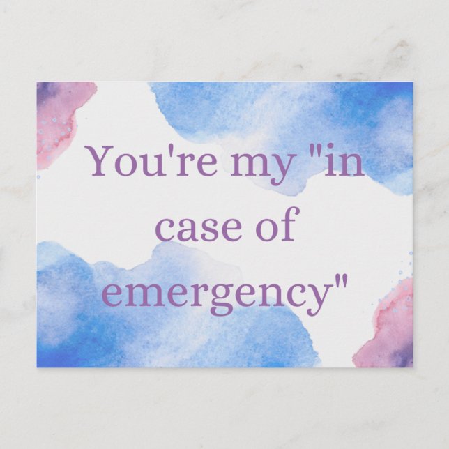 Postal Eres mi "en funda de emergencia" (Anverso)