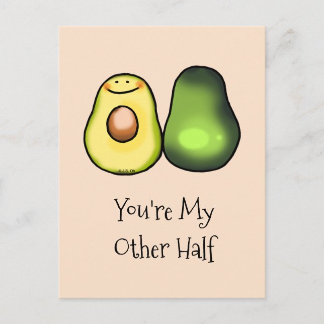 Postal Eres mi otra mitad (aguacate lindo) (Anverso)