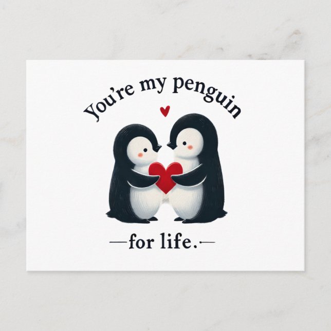 Postal Eres mi pareja de pingüinos para toda la vida (Anverso)