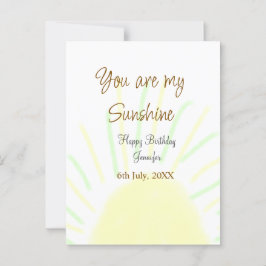 Postal Eres mi sol amarillo pastel cumpleaños agregar nom