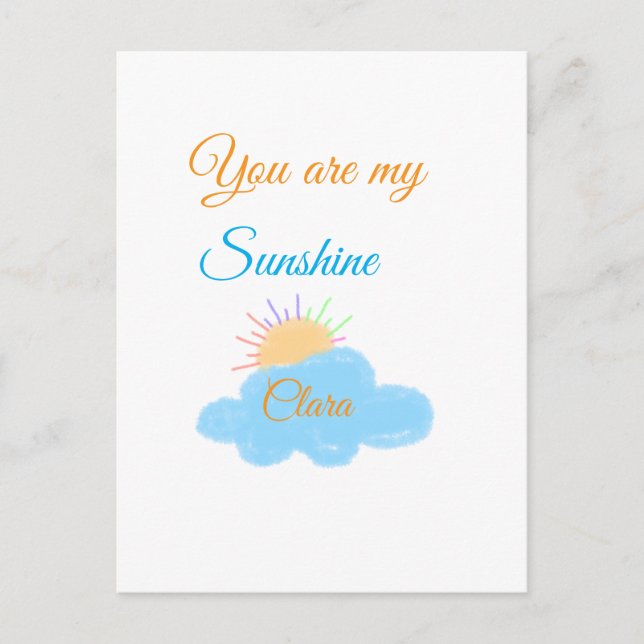 Postal eres mi sol naranja amarillo  nubes de rayos solar (Anverso)