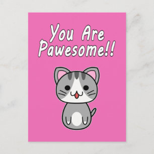 Postal Eres Pawesome!! Gato Atigrado Gris
