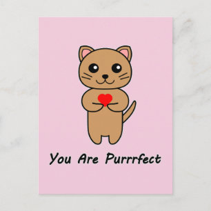 Postal Eres Purrrfecto - Fondo Rosa (Vertical)