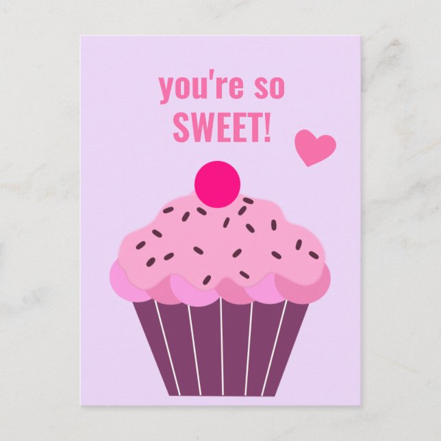 Postal Eres tan dulce - Cute Cupakes Classroom Valentine (Anverso)
