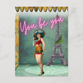 Postal Eres tú empoderando al arte pop femenino vintage