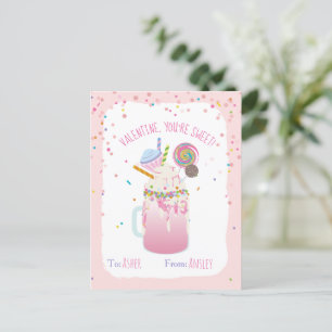 Postal Eres un dulce loco Milkshake Candy Kids Valentine
