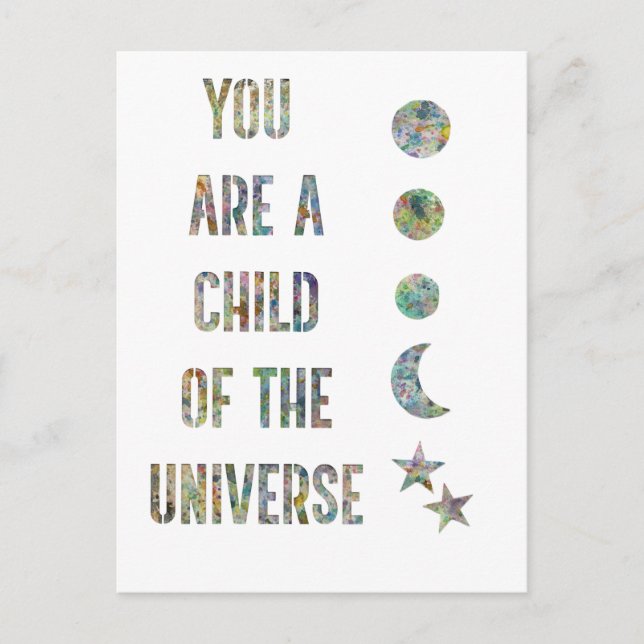 Postal Eres un niño del universo (Anverso)