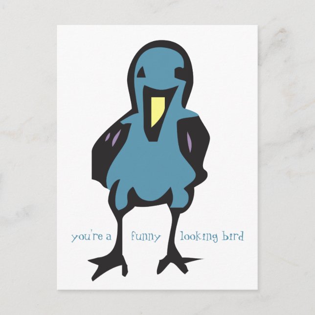 Postal Eres un pájaro divertido (Anverso)
