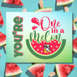 Postal Eres uno en un pensamiento unicornio de melón sobr