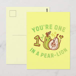 Postal Eres Uno En Una Per-Lión Juego de Palabras de Pera