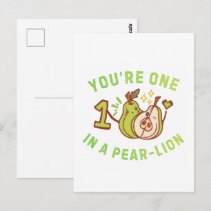 Postal Eres Uno En Una Per-Lión Juego de Palabras de Pera