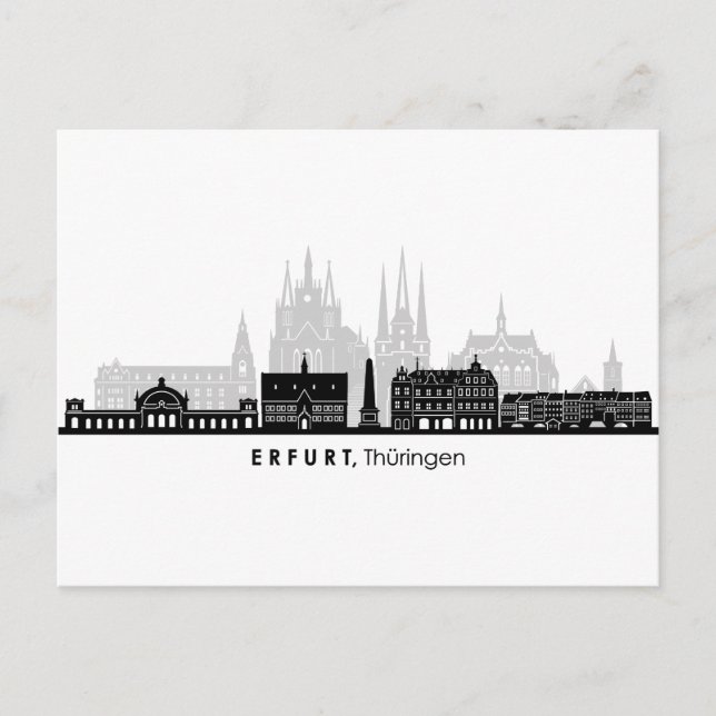 Postal ERFURT Turingia Alemania Skyline Silhouette (Anverso)